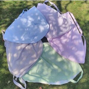 Blue/pink Seersucker beach bag, tote bag, hobo bag - custom embroidery